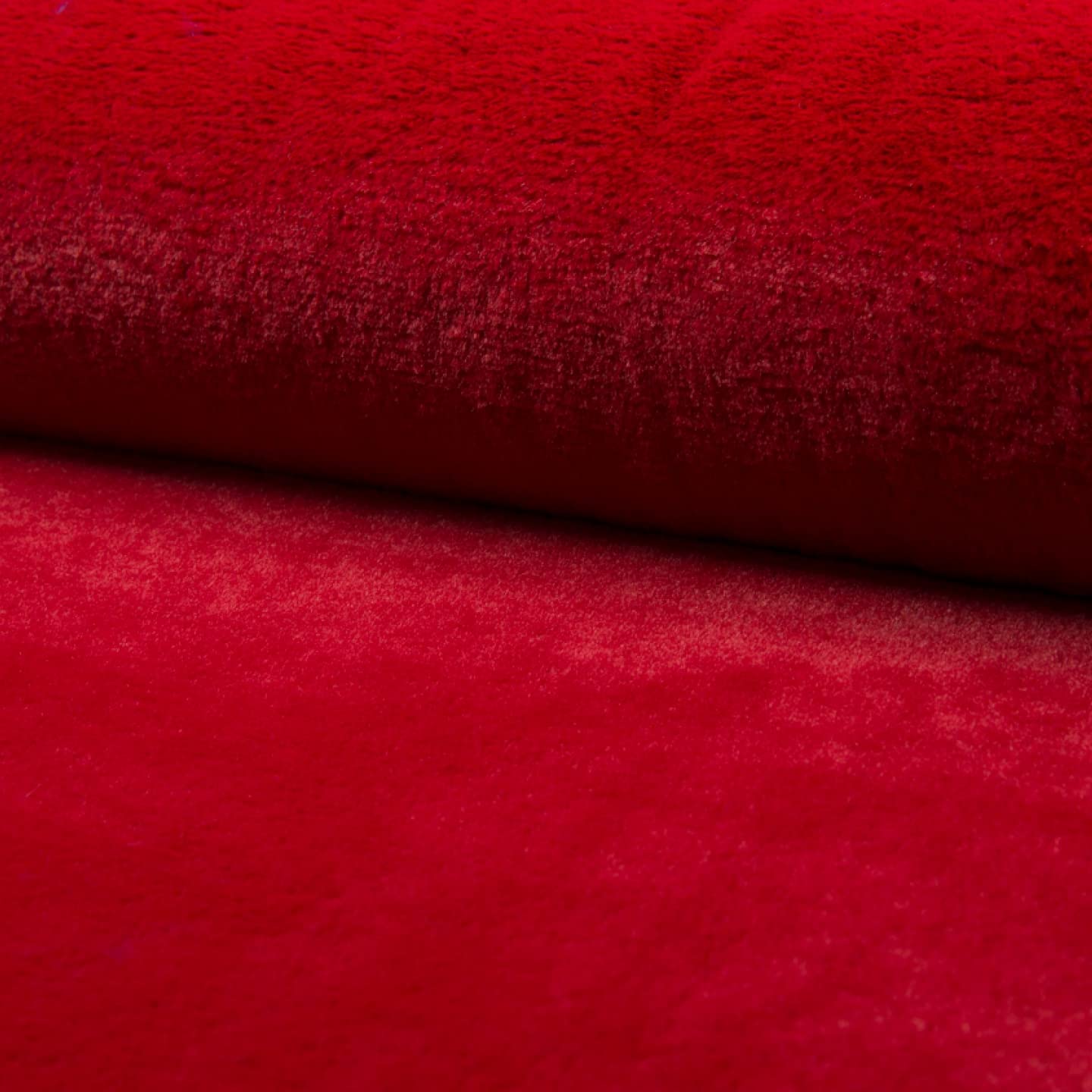 Luxury Short Plush Super Soft Faux Fur Fabric Material - RED, 1/4Mtr - 75cm x 50cm