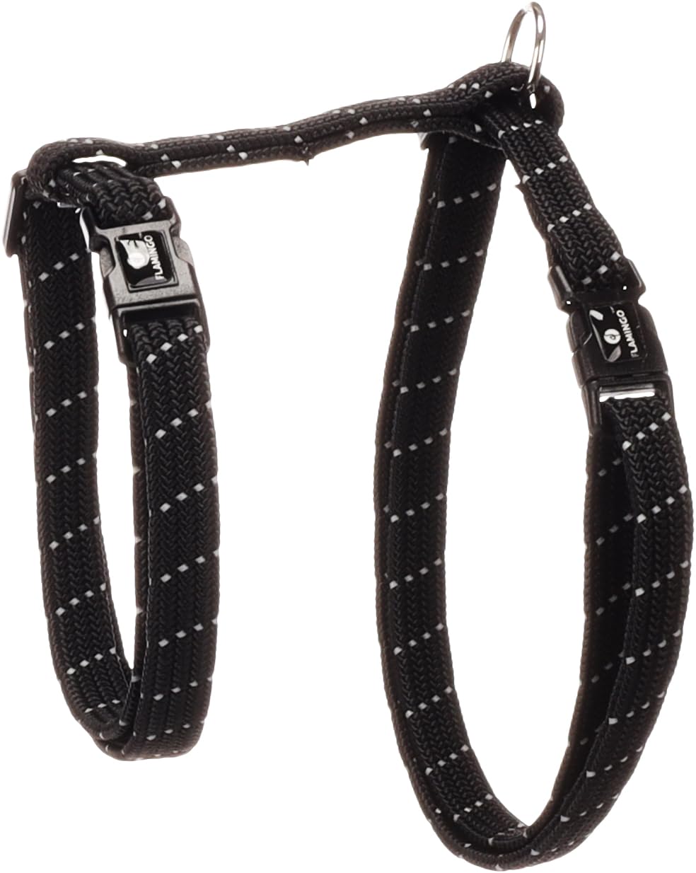 pettorina gatto - Elza nero - 22-32cm - 27-46cm - guinzaglio 110cm - nylon regolabile - riflettente - con moschettone