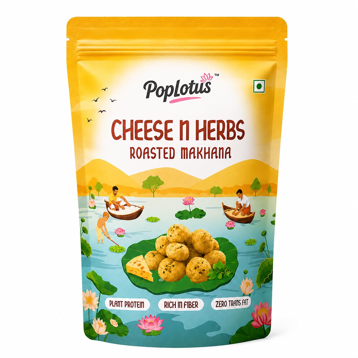POPLOTUS Cheese N Herbs Roasted Makhana 65g | Crunchy Fox Nuts Snack | No Palm Oil | Cheese & Herb Seasoning | Rich in Protein & Fiber | Zero Trans Fat | Snack Pack-image-9