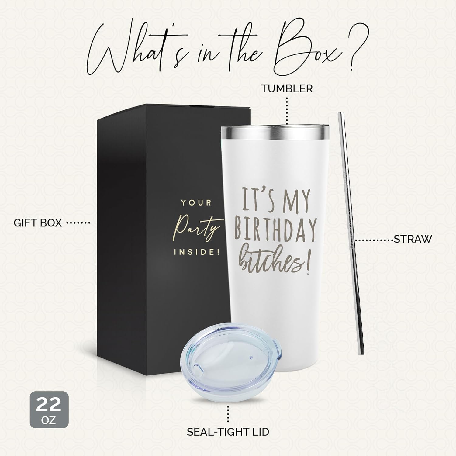 Birthday Bitches Wine Tumbler – 22 oz Stainless Steel Insulated Cup, Unique Gift for Women, Stylish Fun & Sassy Birthday Glasses & Cups - Image 2