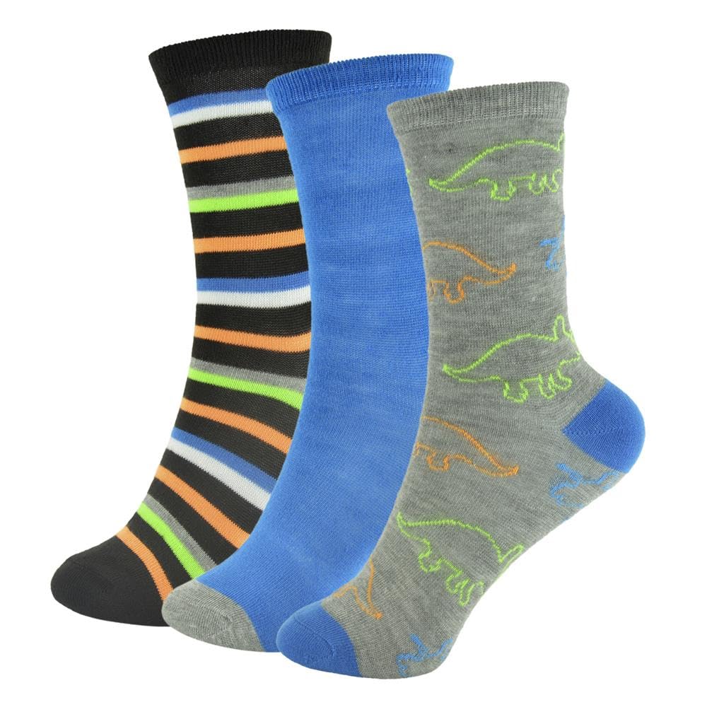 A2z 4 Kids Boys Dinosaur A Dinosaur Design Pack Of 3 Soft Socks - Socks Az708 3 Pack 7-10 (12.5-3.5)