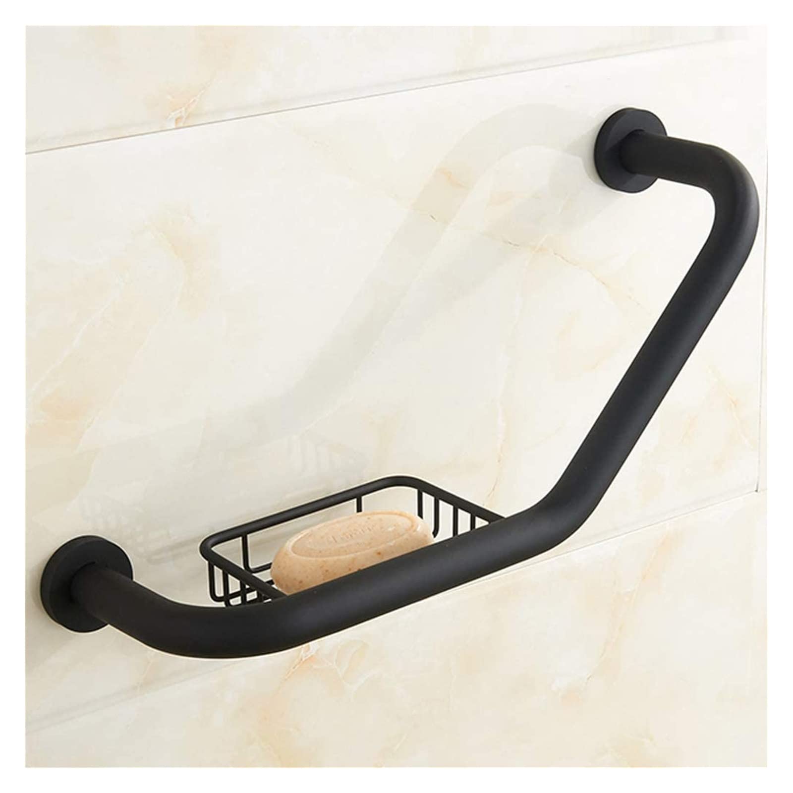 Maniglioni antiscivolo in ottone nero per la sicurezza del bagno, guida di supporto con portasapone per anziani, donne incinte e bambini, assistenza per vasca da bagno e WC