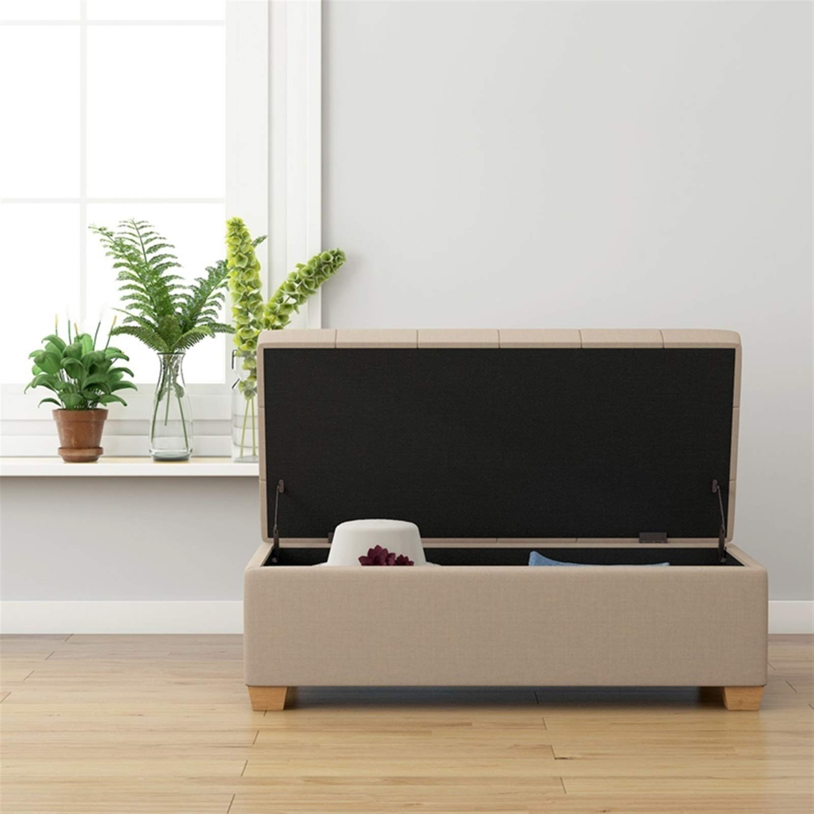Podnóżek, składany schowek materiałowy schowek nóżki przewijak do salonu sofa krzesło nogi z litego drewna 150 kg podnóżek (beżowy-80 cm)