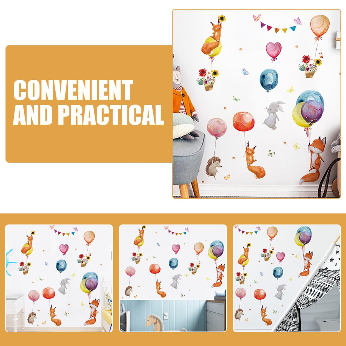 NUOBESTY 6 Juegos Pegatinas de Pared de Animales Adhesivos de Pared Decoración Infantil Habitaciones Aplicación
