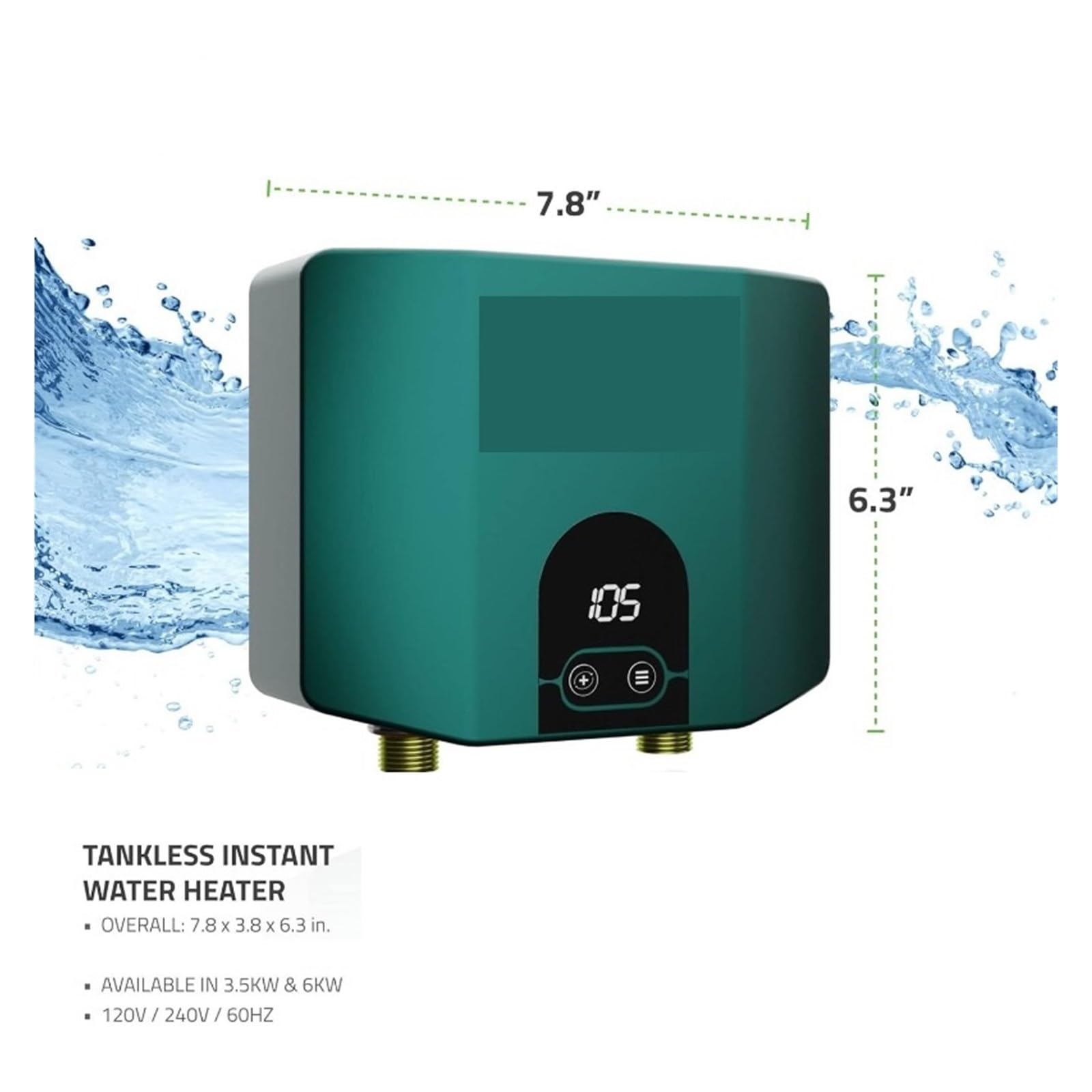 Calentador de Agua Electrico Calentador De Agua Eléctrico Sin Tanque, 3,5 KW, Agua Caliente Instantánea, Lo Suficientemente Pequeño Como For Instalarlo En Cualquier Lugar For Cualquier Lavabo Del Baño