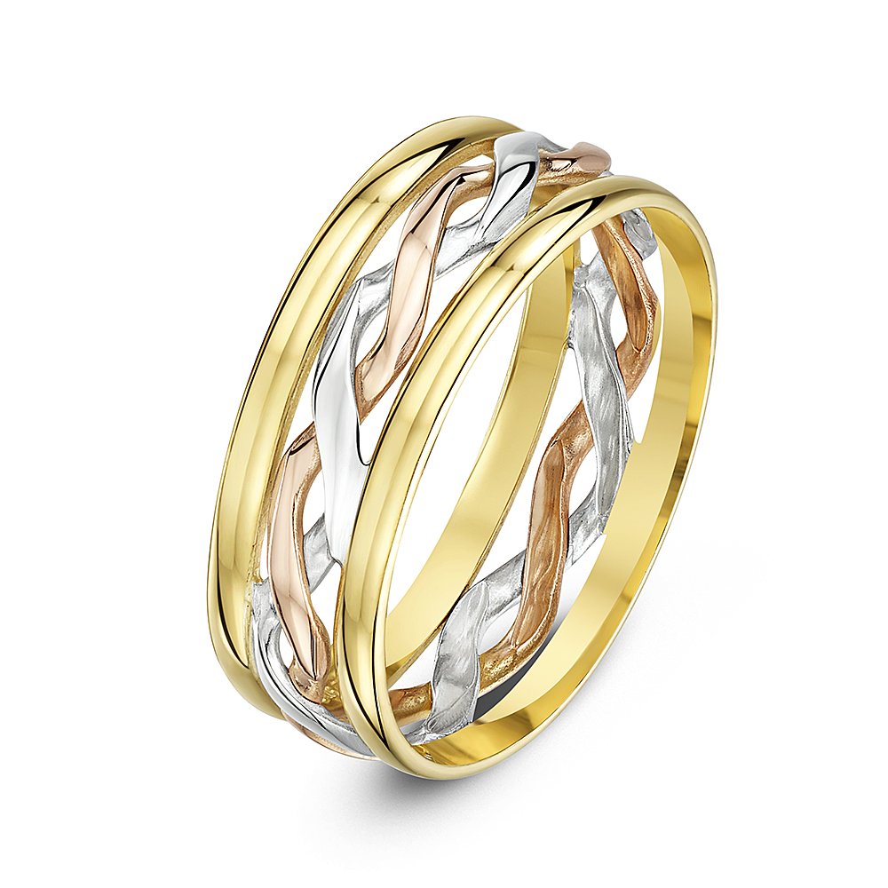 Theia Anillo de Bodas de Oro Blanco y Amarillo de 9k de 6 y 7mm Celta, Altamente Pulido
