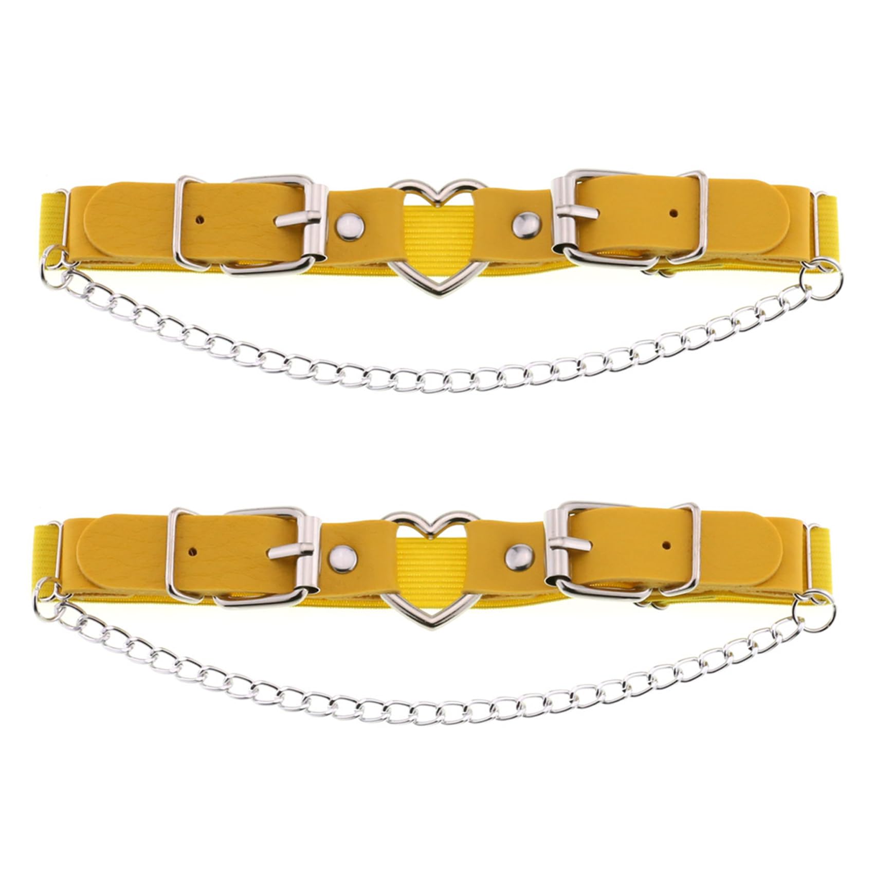 2PCs Leather Leg Garter with Chains, Elastic Rock Heart Thigh Garter for Women