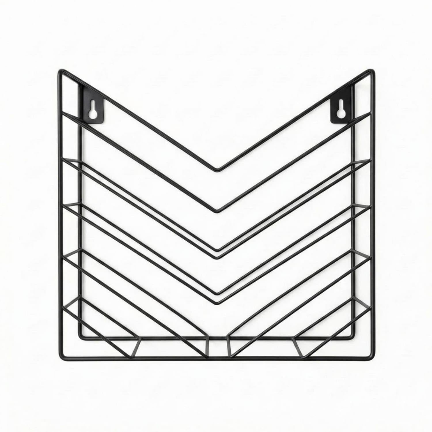 Layered Design Metal Wire Magazine Holder Angled Front Wall-Mounted Magazine Rack Slim Profile Newspaper Rack, Black-picture-10