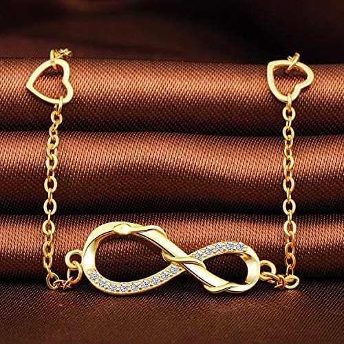 MicLee Woman's girl's Bracelet, 925 Sterling Silver bracelet, Cute snake and infinity symbol bracelet, with mini hollow heart - Image 4