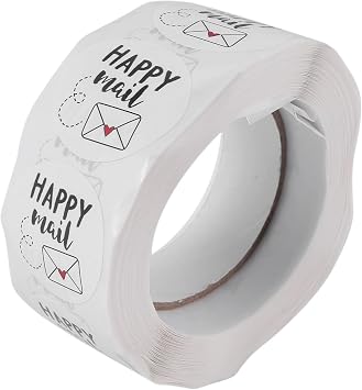 Happy Mail Thank You Roll Stickers for Packaging Sealing Greeting Cards Envelope Seal Bag 1 Round 500 Stickers