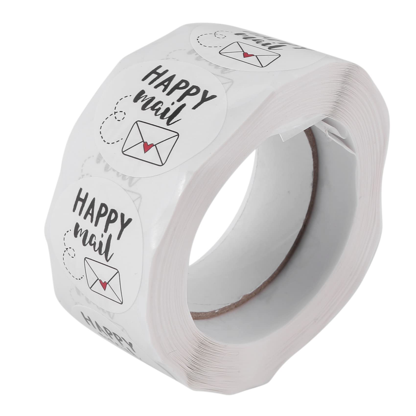 BEEOFICEPENG Happy Mail Thank You Roll Stickers for Packaging Sealing Greeting Cards Envelope Seal Bag 1 Round 500 Stickers