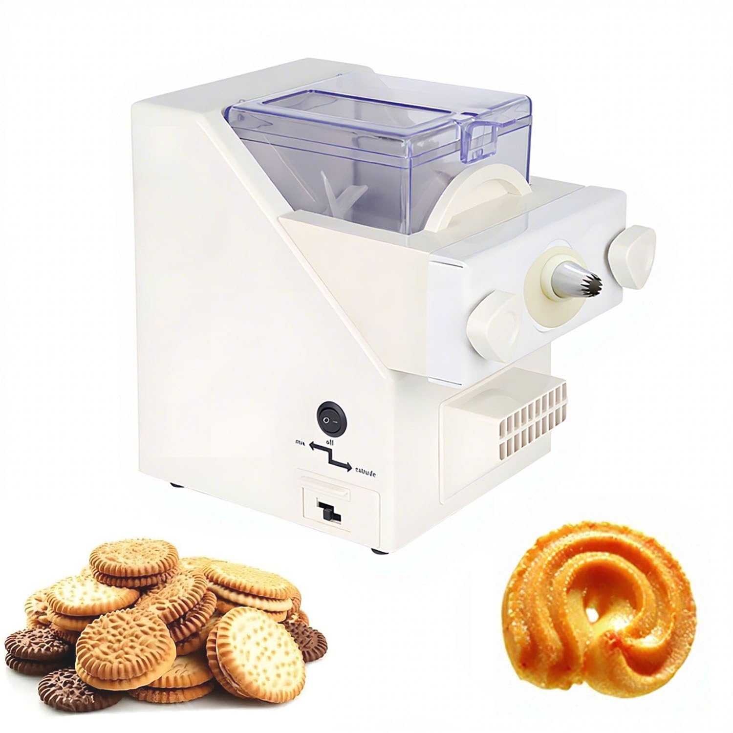 Máquina eléctrica para Hacer Galletas, 180 W con 8 boquillas y 6 moldes para Galletas, Kit de Alta Velocidad para Decorar Galletas fácilmente.