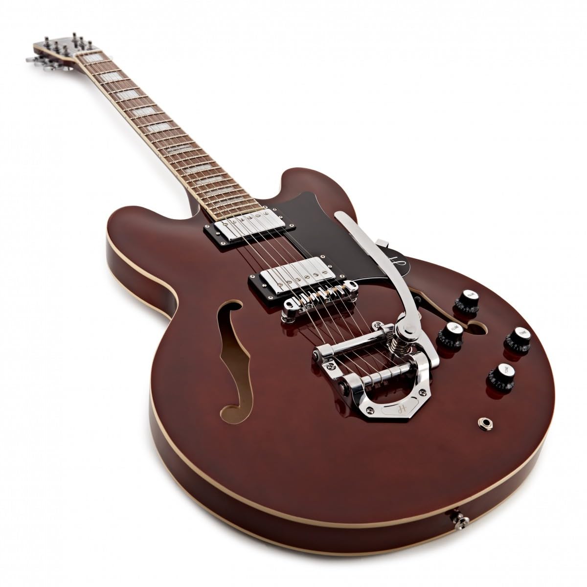 Hartwood Chitarra semiacustica Revival Legend TR, noce | Toni Profondi e Risonanti dal Corpo in Tiglio, Braccio Tremolo Integrato per Vibrato Sfumato, Semi-Cavo, Noce