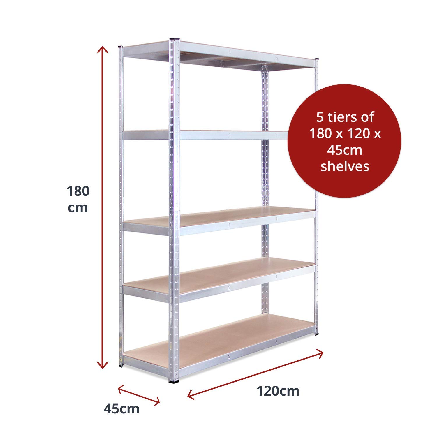 GRack Garage Shelving Units Extra Wide Galvanised 5 Tier Heavy Duty