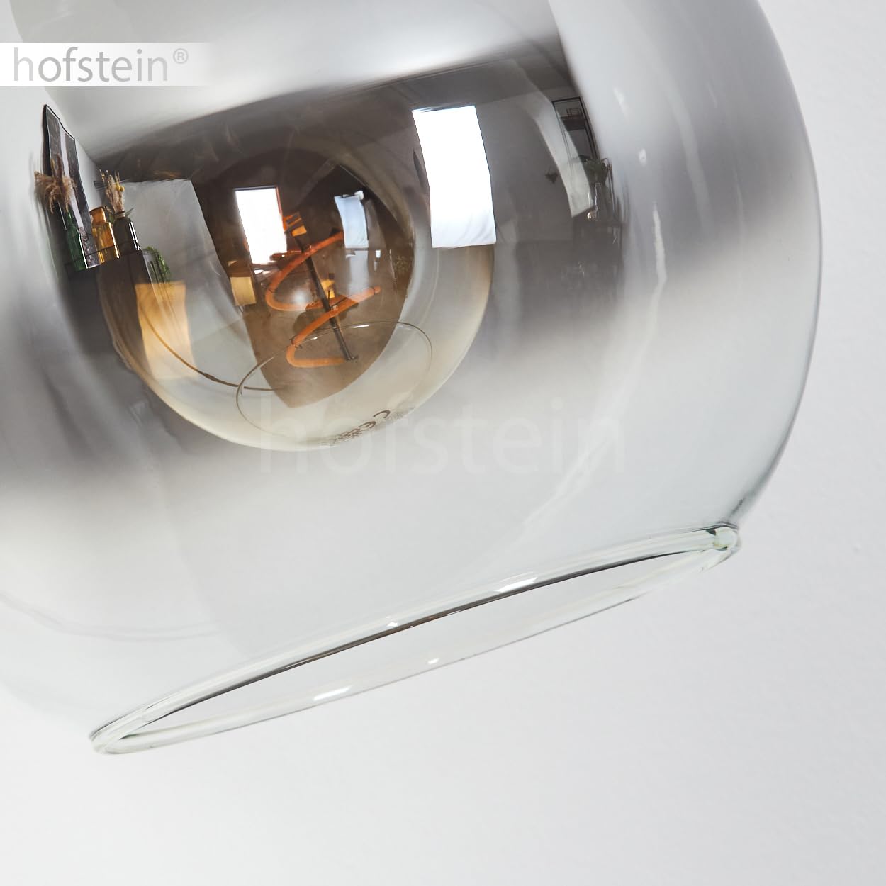 Lampada da terra Koyoto, lampada da terra metallo/vetro in nero/cromo/fumo/trasparente, lampada in design retrò/vintage/industriale con paralume in vetro (Ø 25 cm) e interruttore a pedale, 1x E27,