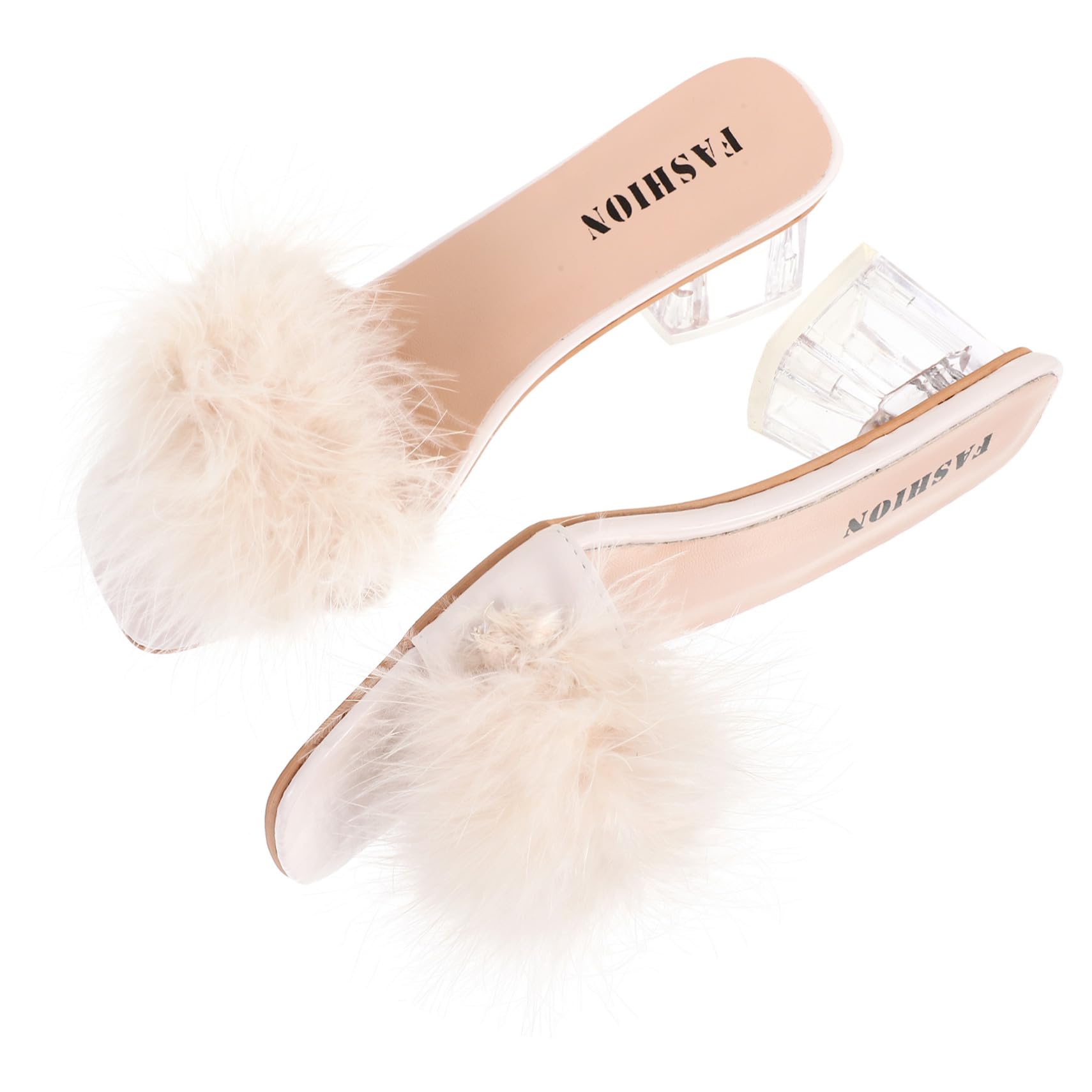 Mipcase Pantuflas de Tacón Peludo para Mujer Talla 38, Gamuza y Goma