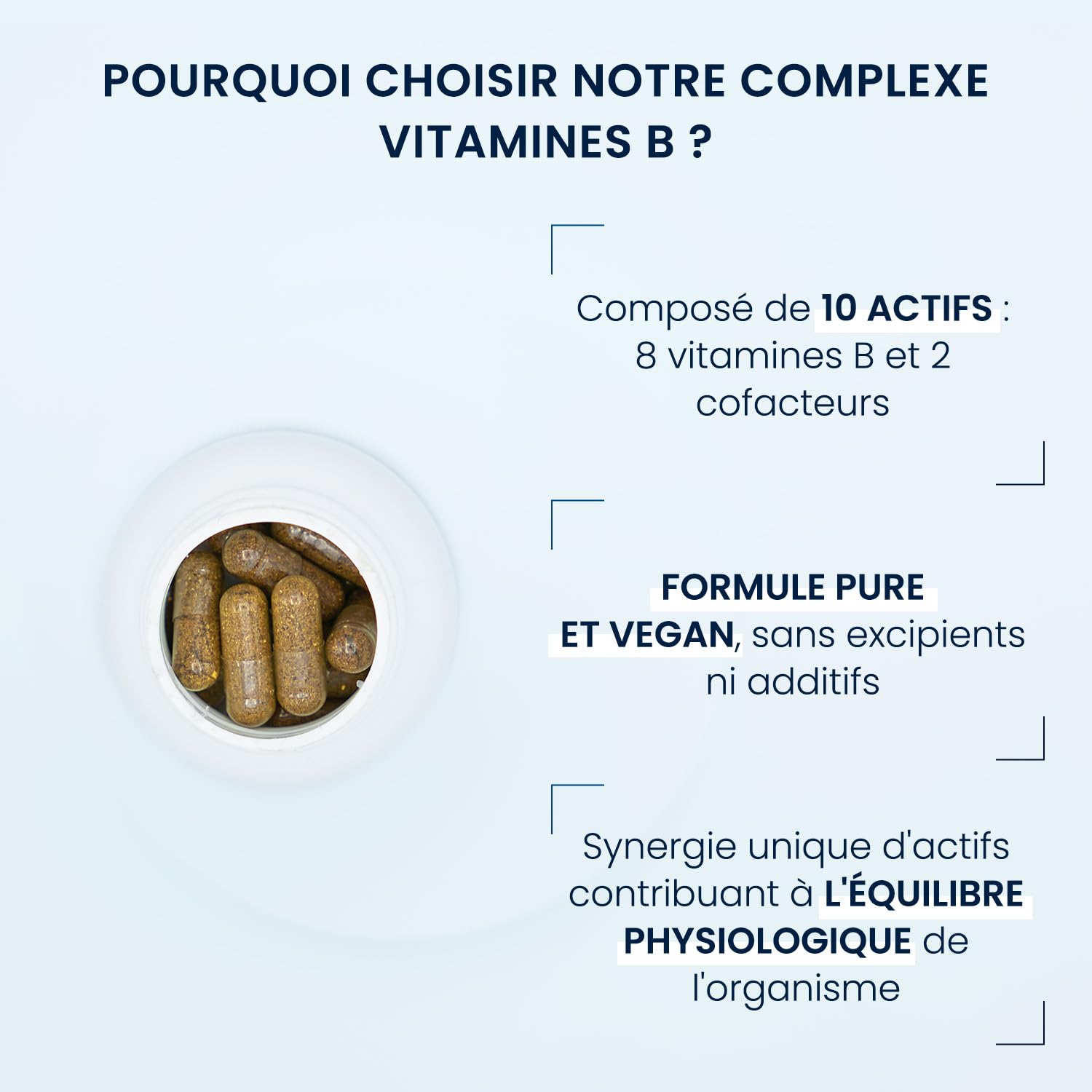Complexe Vitamines B - Vitalité, Immunité, Peau et Cerveau - 8 Vitamines B Essentielles & 2 Cofacteurs Bioactifs - Biodisponibilité Optimisée et Formulation Vegan - 60 Gélules (2 mois) - Dynveo