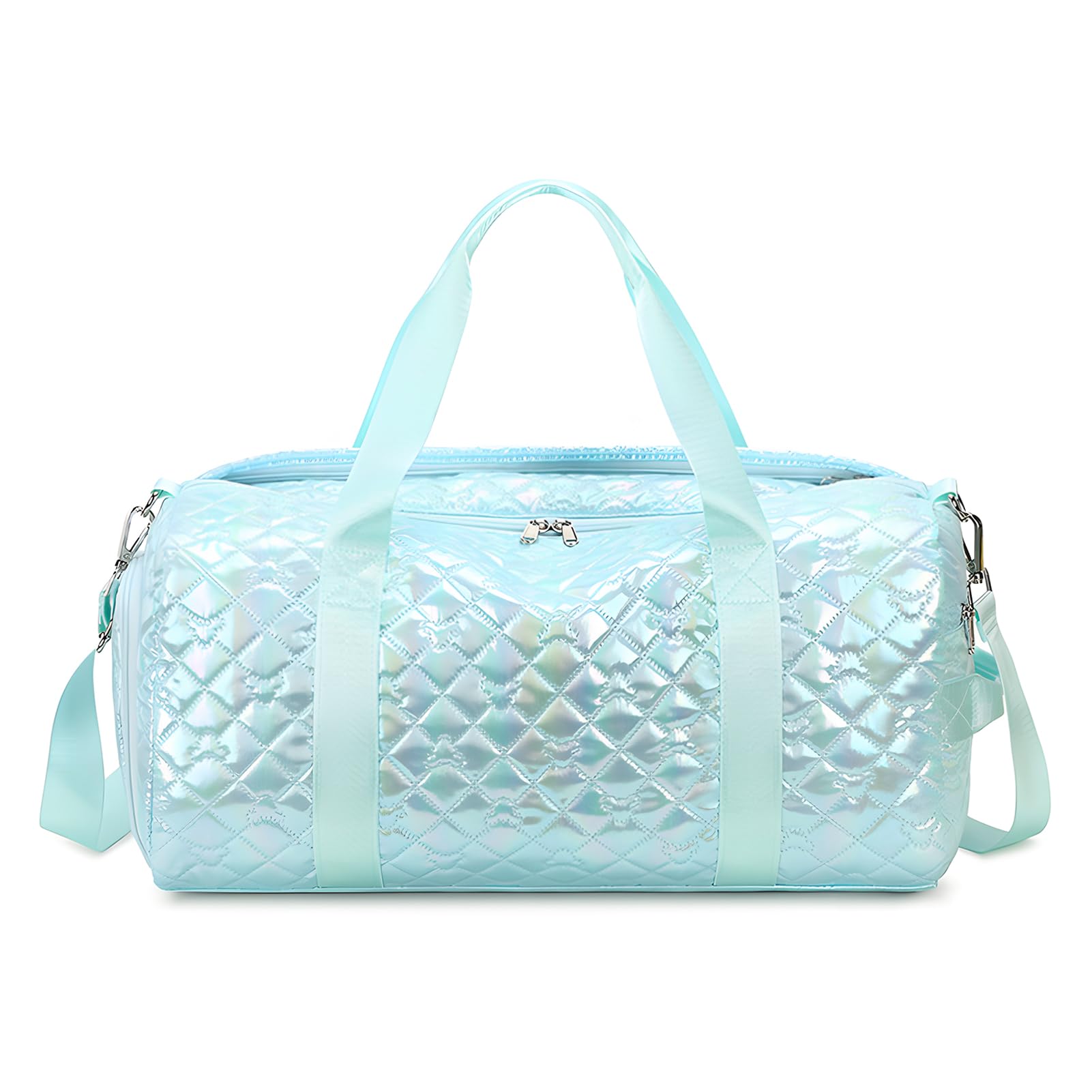 Tanztasche für Damen und Mädchen, Sporttasche, Sporttasche, mit Nass- und Schuhfächern, multifunktional, Reisen, Übernachtung, Wochenender, wasserdicht, faltbar, Flash-Grün
