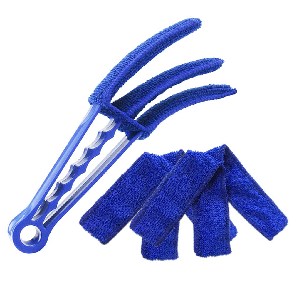 Window Blinds Duster, 1 Pack Cleaner Duster Brush with 2 Microfiber Sleeves for Window Shutters Blind Air Conditioner Groove Gap Dust