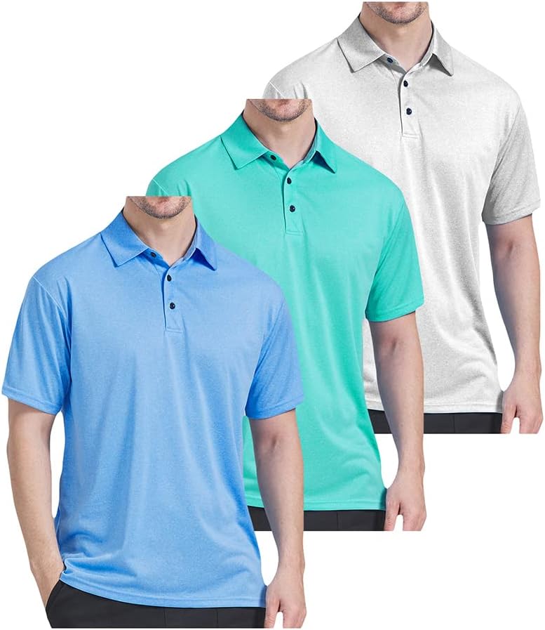Pack Polo Shirts for Men Dry Fit Performance Short Sleeve Golf Polo Shirt - Image 2