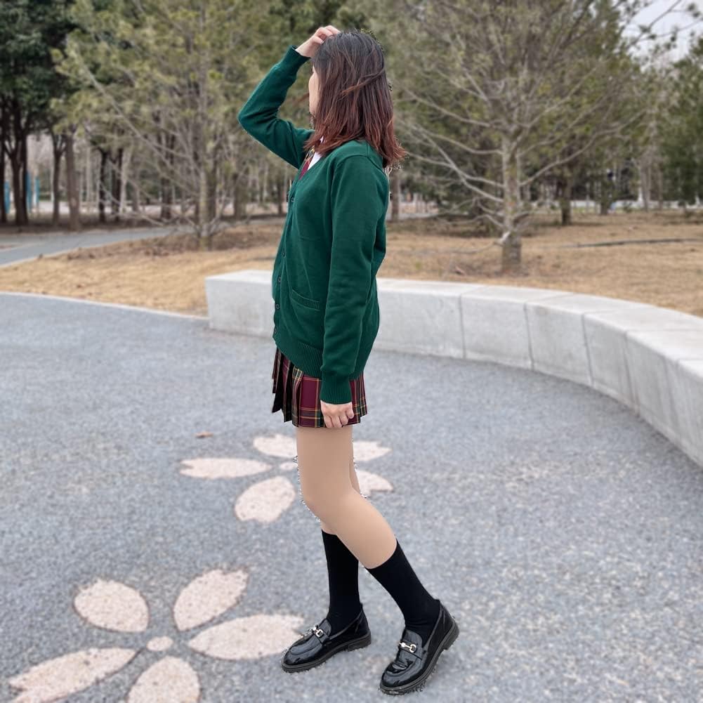 Blostirno Women's Cardigan School Uniform Sweater Cardigans V-Neck Long Sleeve Button Down Knit with Pockets - Image 2