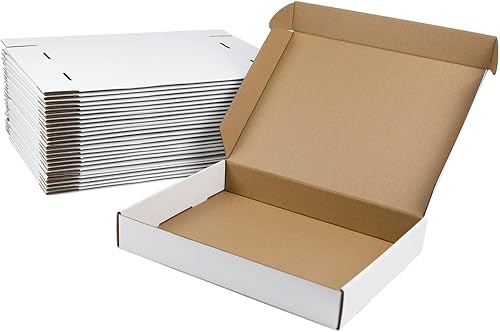 Miniatura 113 de Cajas de envío de 6 x 6 x 2 pulgadas, paquete de 25 cajas de cartón corrugado marrón para pequeñas empresas, embalaje y correo Marrón,Blanco