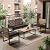 Outdoor Patio Furniture Set, 4 Piece Rattan Chairs with Coffe Table for Backyard, Balcony, Deck, Front Porch, Patio Conversation Seating Sets for Outside, Juego Muebles de Exterior(Light Brown)
