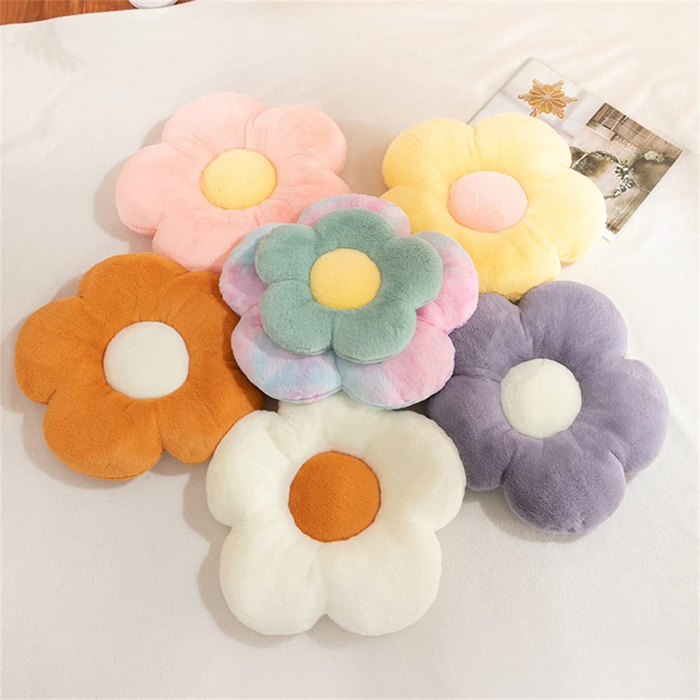 Jackcsale 2pcs Flower Pillow Green Flower Shaped Floor Pillows Cute Plush Flower Cushion Decorative Pillows for Sofa Chair Bed Bedroom Living Room Home Decoration (11.8 inches + 19.68 inches)