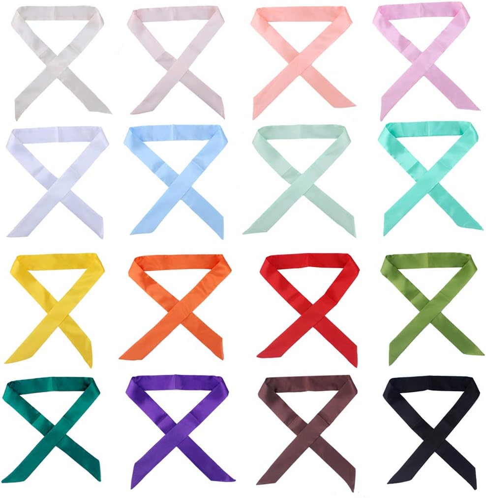 Fashion Narrow Neckerchief Bag Handbag Handle Ribbon Scarf for Women Head Hair Wrist Package Decoration 16 Pack