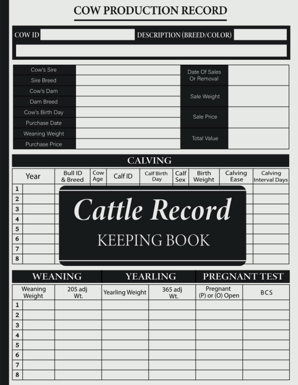 Buy Cattle Record Keeping Book Cow Calf Log Book, Livestock Breeding