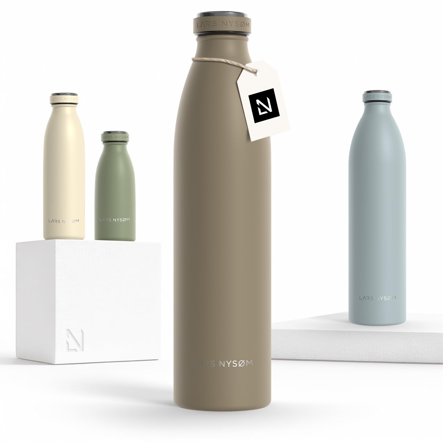 Lars Nysøm Taupe Brown Stainless Steel Insulated Water Bottle 350Ml, 500Ml, 750Ml, 1L, 1 5 Liter | Insulated Thermo Flask For Hot And Cold Beverages | Leakproof Drinking Bottle (, 1000Ml)