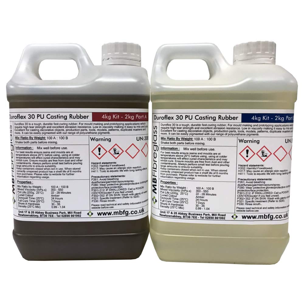 Polycraft ( Mb Fibreglass ) Duroflex 30 Polyurethane Liquid Casting Rubber 4Kg Kit