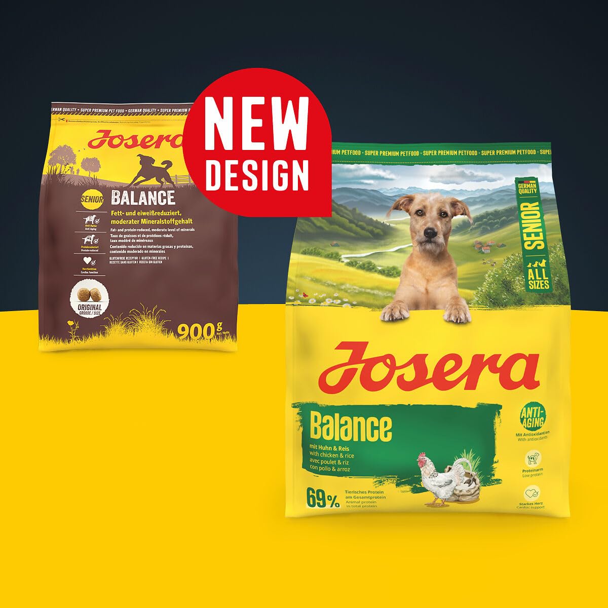 JOSERA Balance (1 x 12,5 kg) | Senior | Premium Trockenfutter mit Huhn & Reis für ausgewachsene ältere Hunde | phosphorarm - mit wenig Fett & Protein speziell für Senioren | glutenfrei | 1er Pack