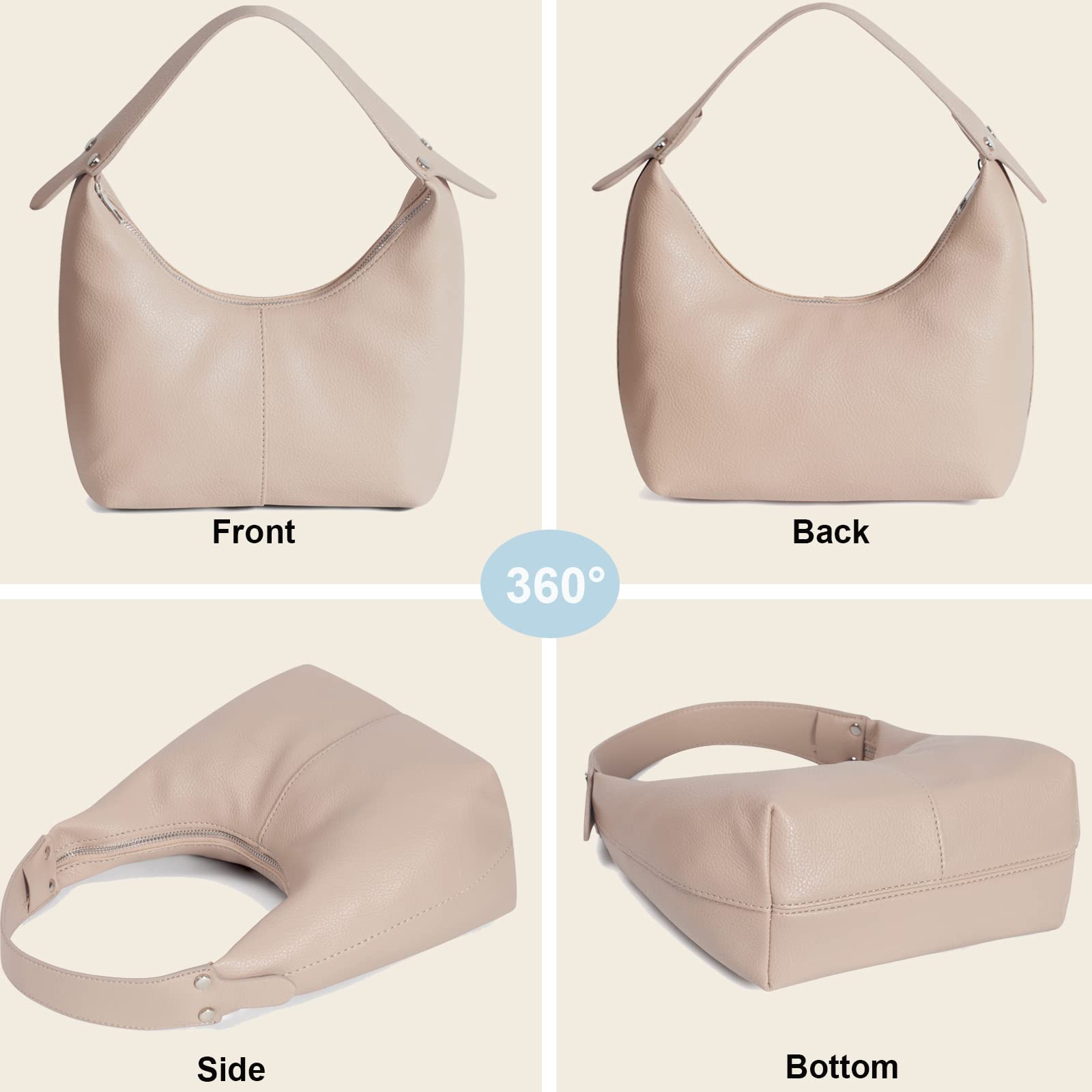 NIUEIMEE Damen Hobo Tasche - Faltbare Umhängetasche Aus Veganem Leder, Lässig & Praktisch