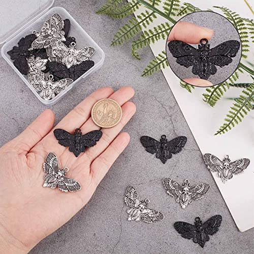 SUNNYCLUE 1 Box 20Pcs Moth Charms Gothic Charm Halloween Skull Skeleton Head Flying Animal Insect for jewellery Making Gothic Style Necklace Earrings Keychain DIY Craft Supplies - Image 3