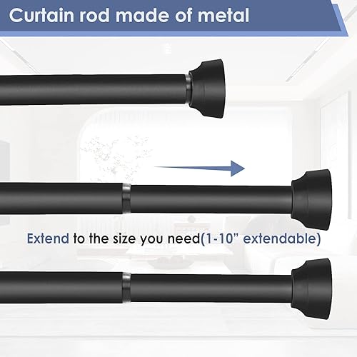 Miniatura 4 de Barra de cortina rústica, barras de cortina industriales para ventanas de 168 a 240 pulgadas, barra de cortina opaca envolvente, para interiores y