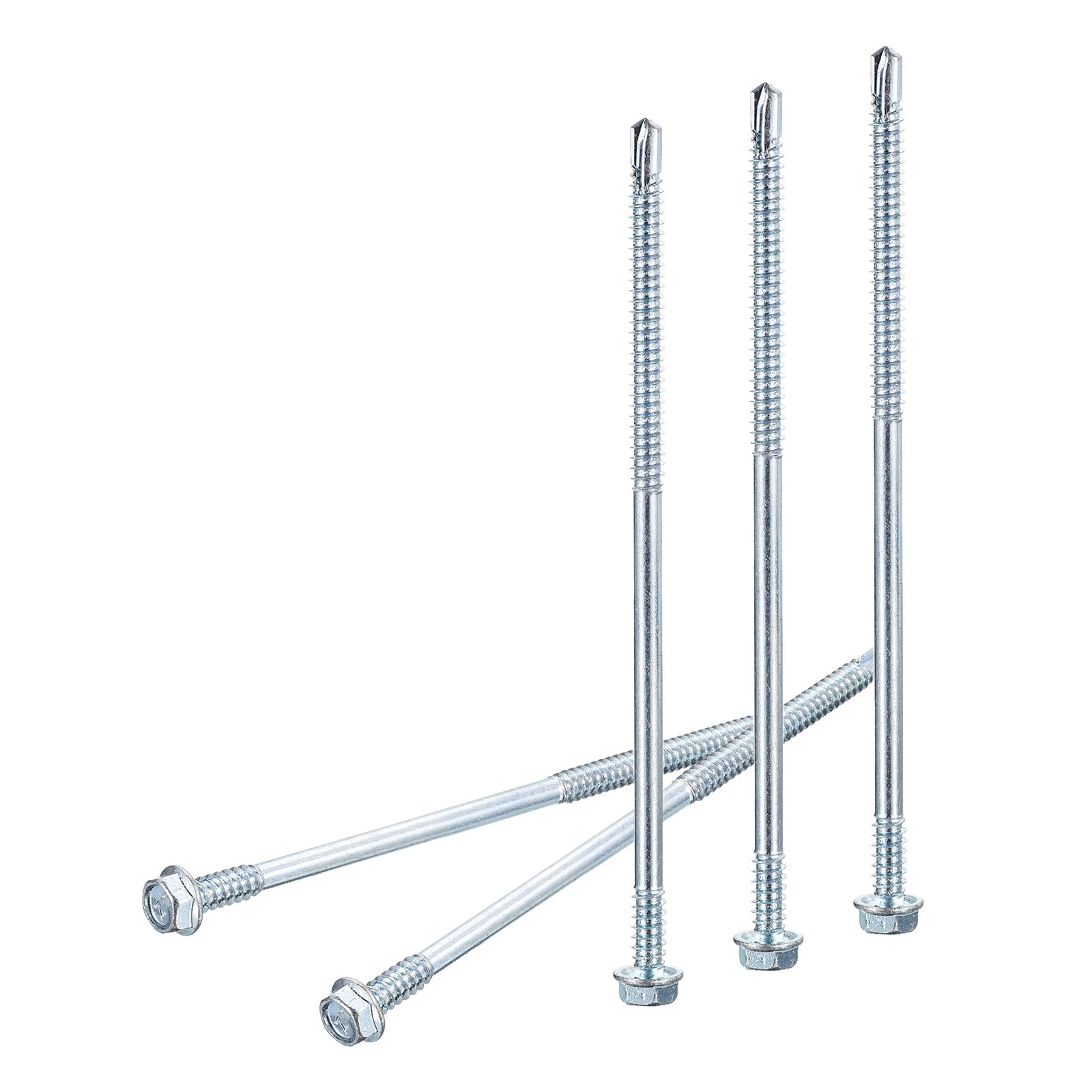 DTGN #14x6 Hex Washer Head Self Drilling Screws - 10Pack - Good for Metal - Carbon Steel Self Tapping Metal Sheet Screws