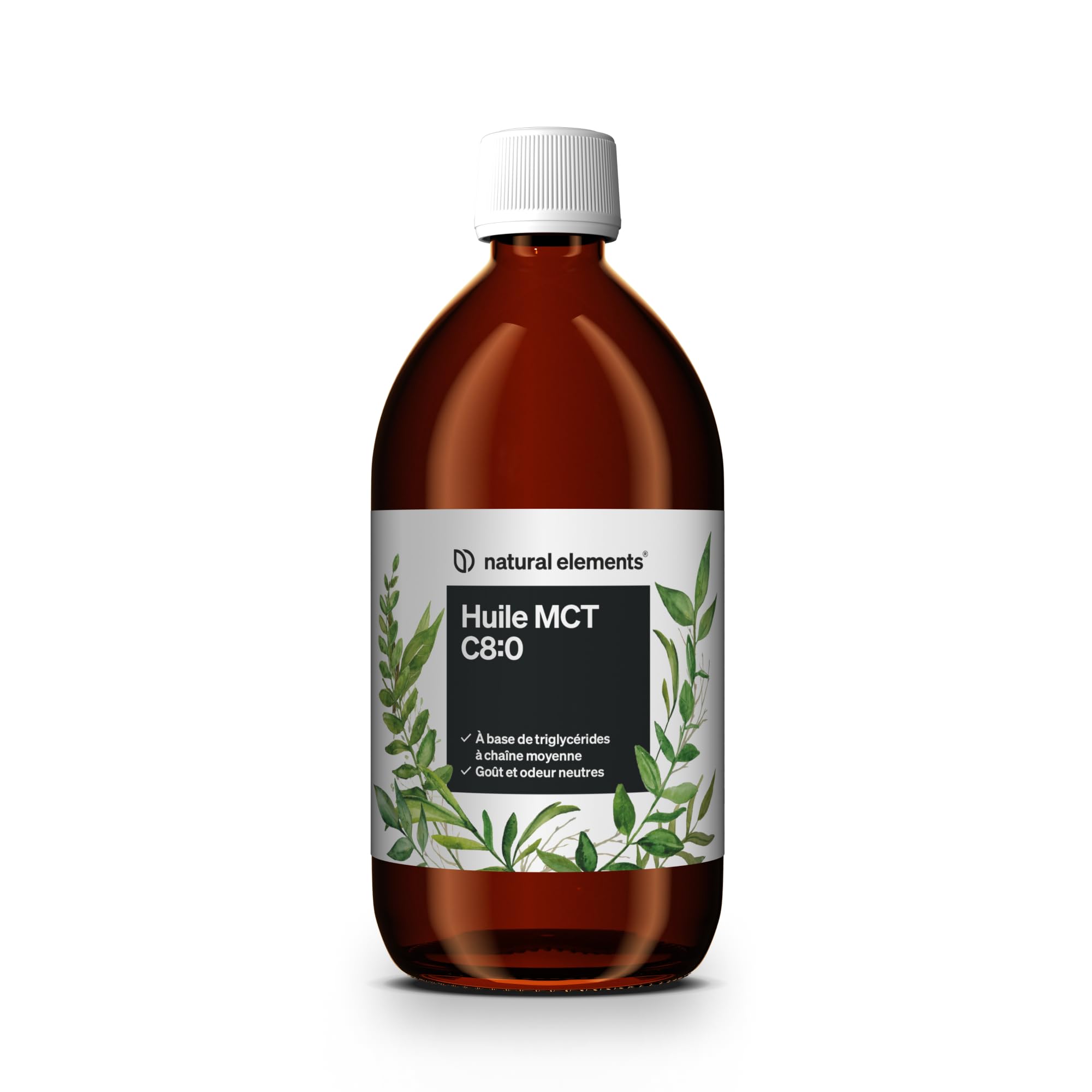 Huile MCT – 500ml – acide caprylique C8 issu d’huile de coco à 100% – goût et odeur neutres – végane, sans additifs inutiles