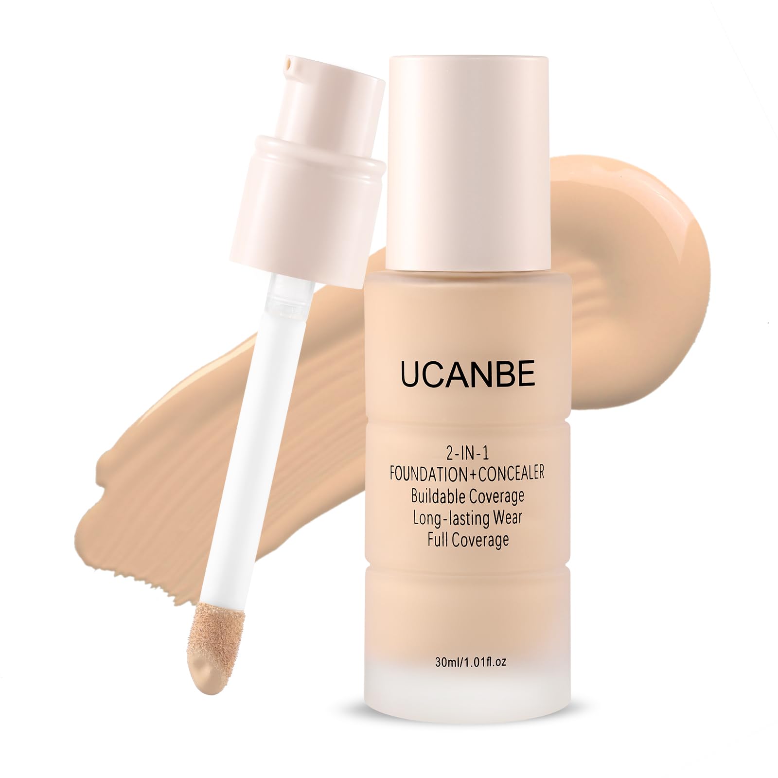 UCANBE 2-IN-1 Foundation Concealer Full Coverage Long-Lasting Matte Makeup for Normal Combination and Oily Skin Buildable Waterproof Formula