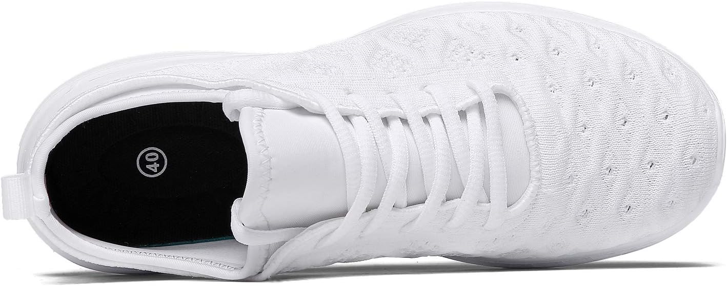 Joomra Women Tennis Shoes Lightweight for Nurse Cheer Ladies Gym Jogging Walking Workout Running Sport Flats Fashion Sneakers White Size 10