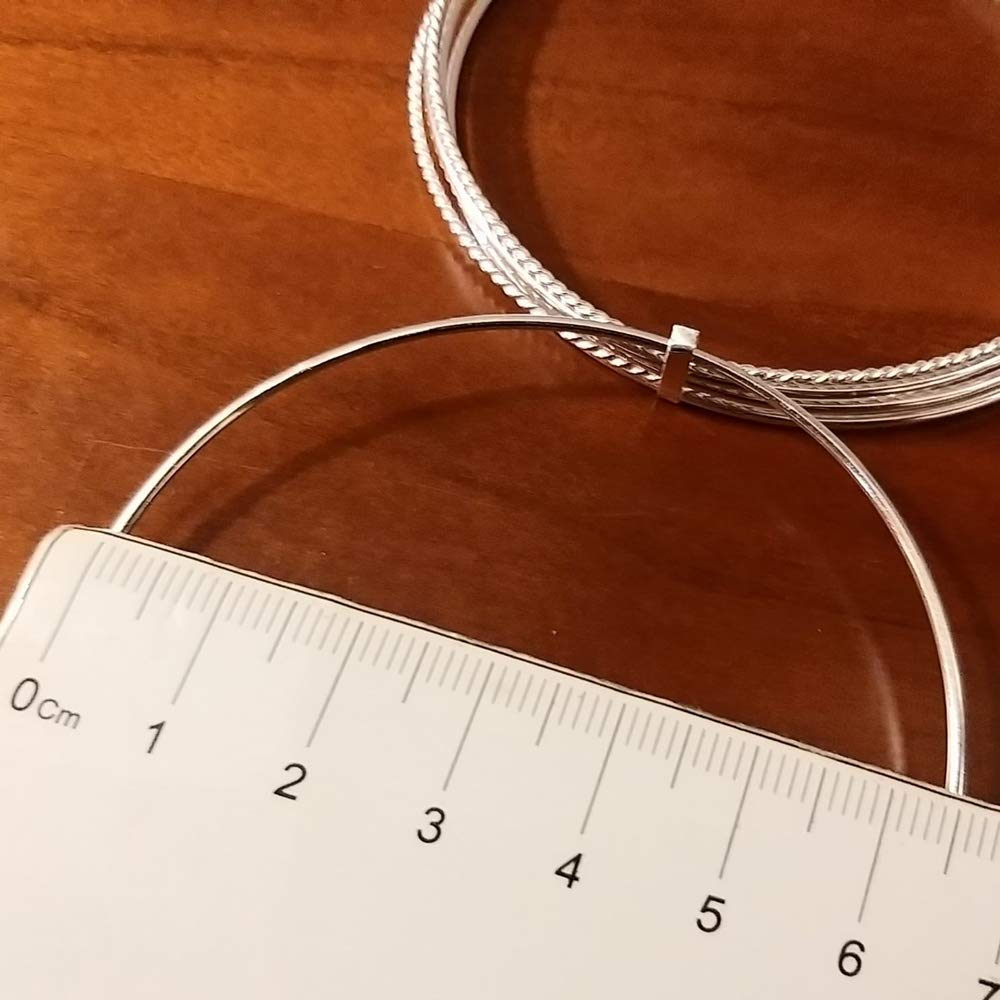 Semanario Pulseras aro Liso y reliado Unidas de Plata de Ley 925 65mm de diámetro Ideales para tí si Eres una Mujer Que Adora Las Joyas Que jamás Pasan de Moda