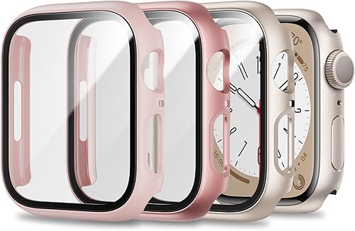 Paquete de 3 Funda para Apple Watch Series 321 de 1.496 pulgadas con protector de pantalla de vidrio templado, parachoques protector de