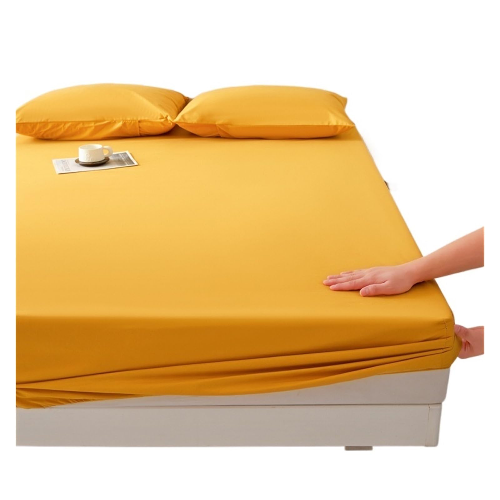BGHYJKOL Mattress Protector Double Bed Elastic Fitted Sheet Waterproof Couple Double Bed Sheets Linen Mattress Protector(Yellow,Twin)