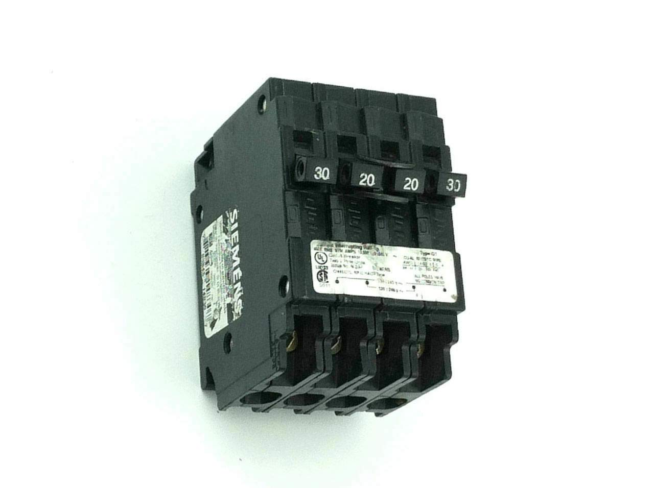 SIEMENS Quadplex Two Double Pole 30 Amp Outside Two Double Pole 20 Amp Inside Circuit Breaker (Q23020CT2)