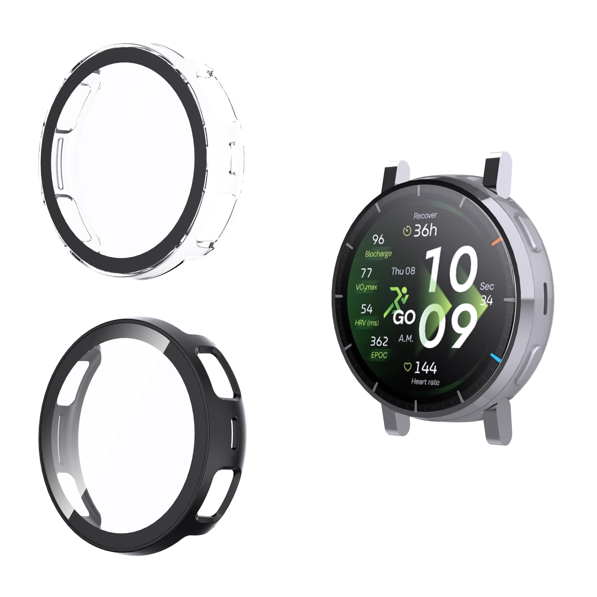 2 Piezas Funda con Cristal Templado Protector de Pantalla para Amazfit Active 3/3 Premium 45mm, Funda Protectora Dura PC Antiarañazos Anti-Choque Ultra-Thin para Amazfit Active 3