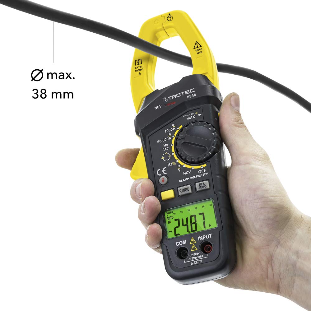 TROTEC Pince ampèremétrique numerique BE44 Mesure de la résistance Mesure du rapport impulsion/pause Mesure de la fréquence