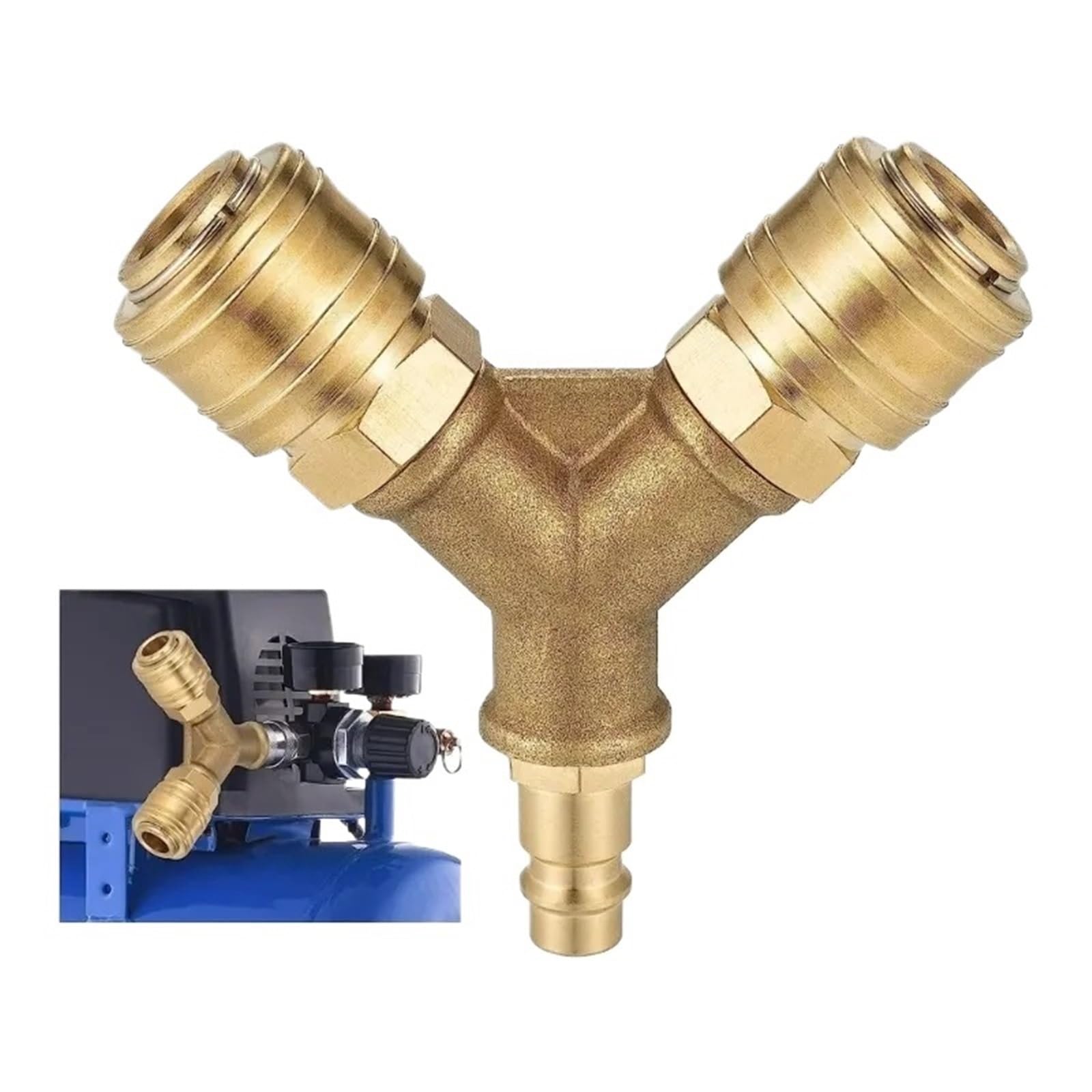 Distributore di Aria compressa a 2 Vie con 2 raccordi NW7.2 1/4 di Pollice AG Tubi Flessibili 'Aria Distributore di Raccordo rapido in Ottone
