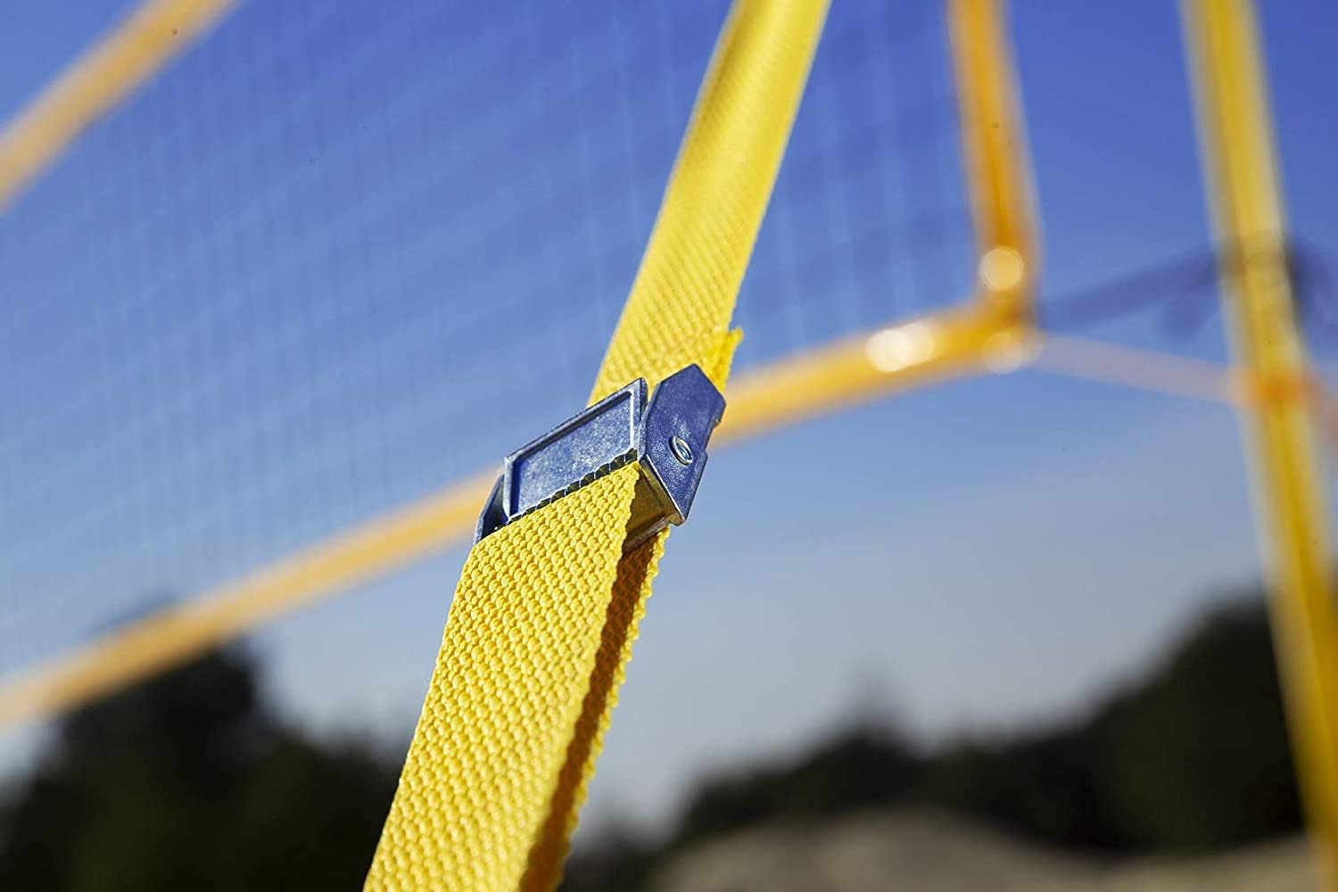 Romi Sport - Pallone da beach volley con rete completa + pali in acciaio + marcatura sul campo Courtline + Ball VXL20, 8,5 m, 9,5 m per il tempo libero in giardino o sulla spiaggia (9,50)