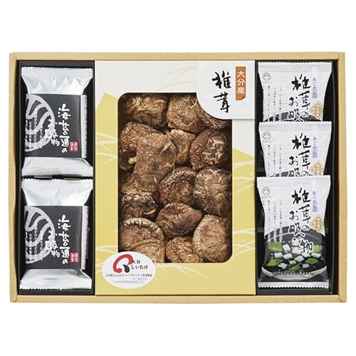 日本の美味・和素材スープ詰合せ 食卓に嬉しい「ご飯のおとも」と、お料理に使える「和素材」の詰合せ。◆内容:大分産原木乾椎茸こうしん30g×1、椎茸お吸物(あごだし)×3、海苔お吸物×2