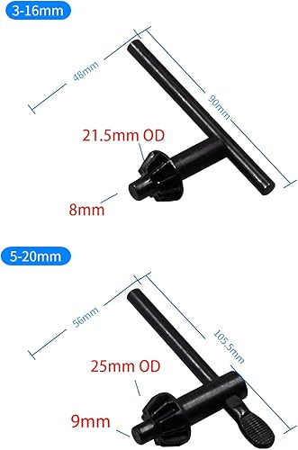 Miniatura 4 de Llave de mandril de taladro, llave de mandril con mango en T, llave universal para taladro, kit de llaves de repuesto para portabrocas de